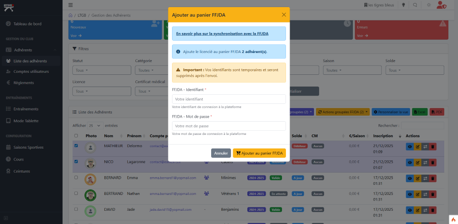 Synchronisation FFJDA